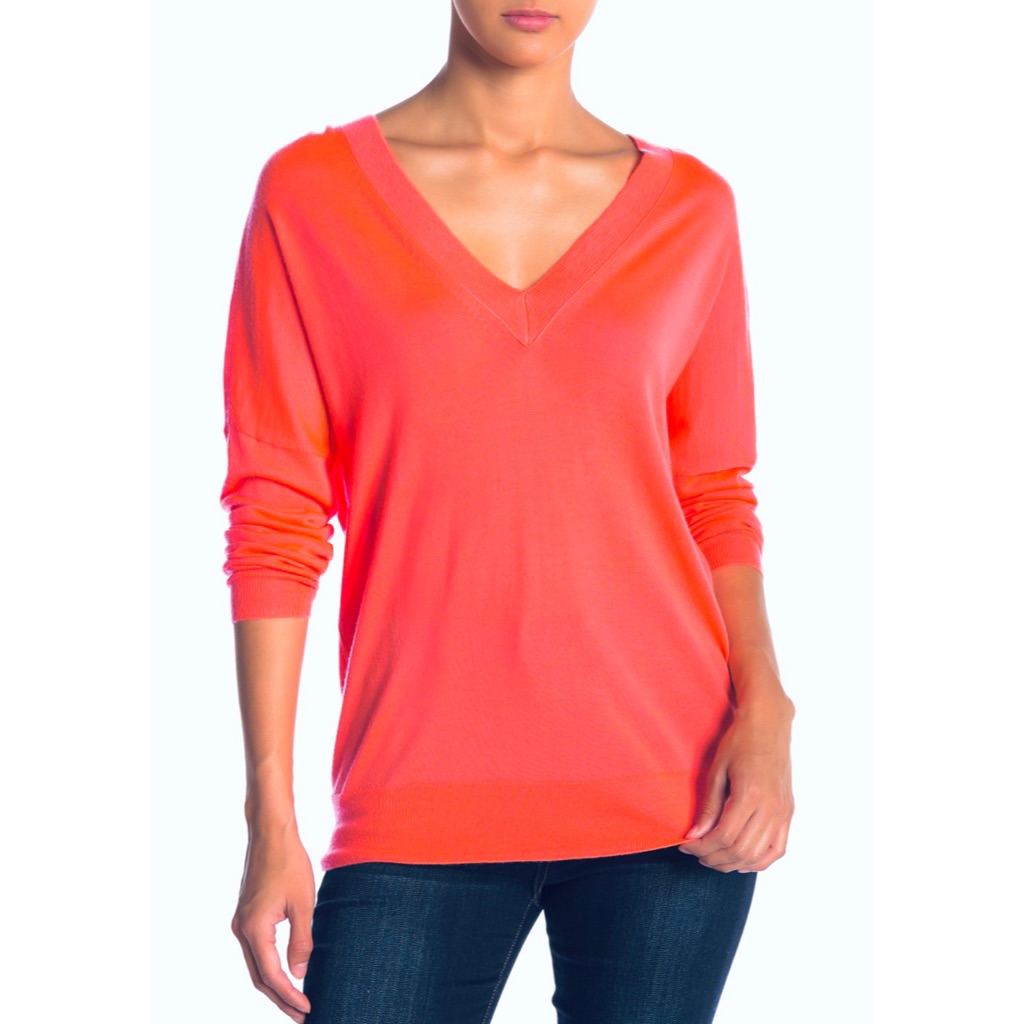 Forever 21 Coral V-Neck Sweater